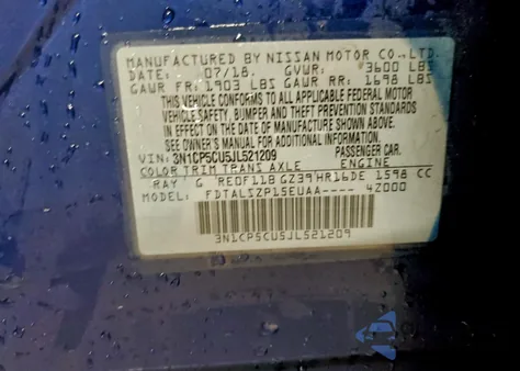 2018 Nissan Kicks S z USA, uszkodzony, nr VIN 3N1CP5CU5JL521209